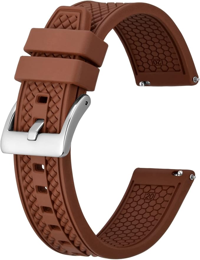 bisonstrap 男士表带高性能氟橡胶表带快速释放,18 毫米 20 毫米 22